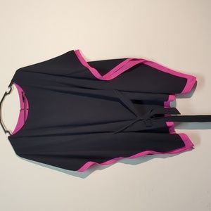 Worth Navy Blue Hot Pink Bat Resort Wing Dress